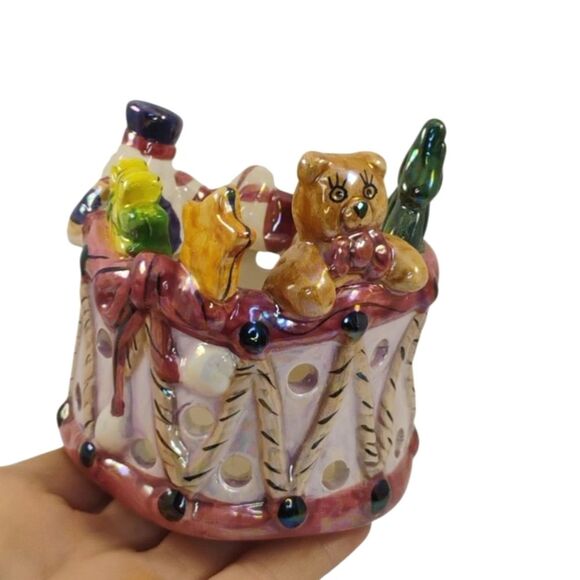 Christmas Votive Lusterware Finish Ceramic Tea Light Holder Candle Holder - Picture 1 of 15